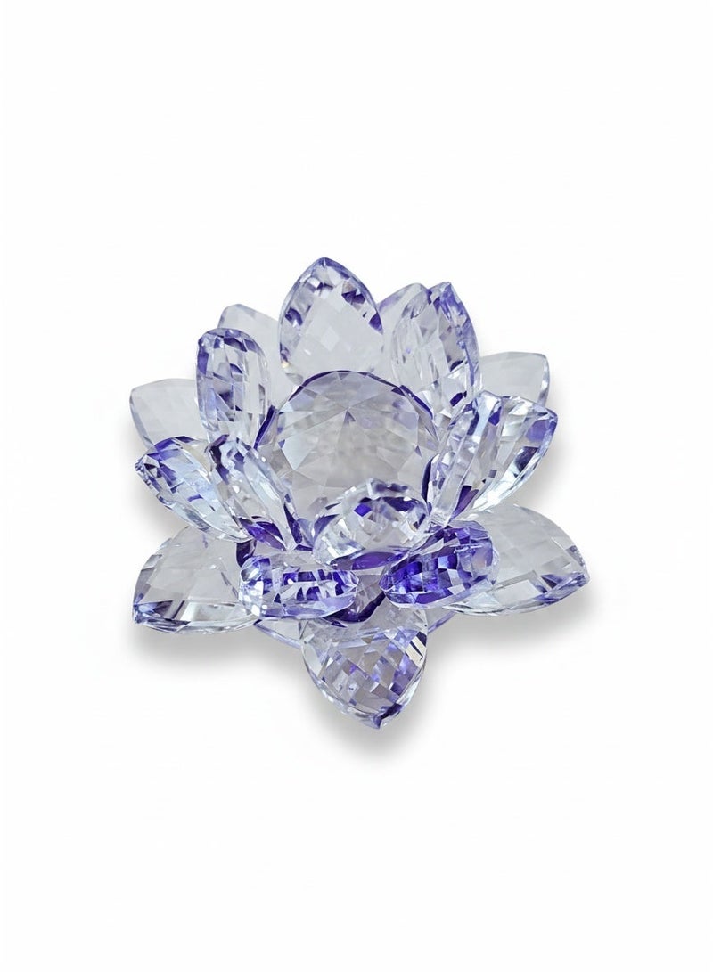 جوليا ستور زهرة لوتس كريستالية شفافة، زهرة كريستالية لامعة، انعكاس لوني، متألقة، نقاء، حظ سعيد، حكمة، زينة فنغ شوي، ديكور منزلي، حفلات، تصوير فوتوغرافي (5.5 بوصة/14 سم، بنفسجي) - Image 1