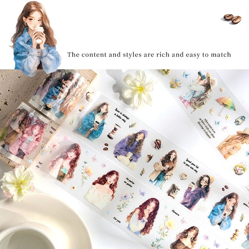 Wind Forest Is Comin Cartoon Girl Decorative Tape 4 Rolls 60mm x 2M Die Cut Stickers for Scrapbooking Journal Kids Craft - Image 5