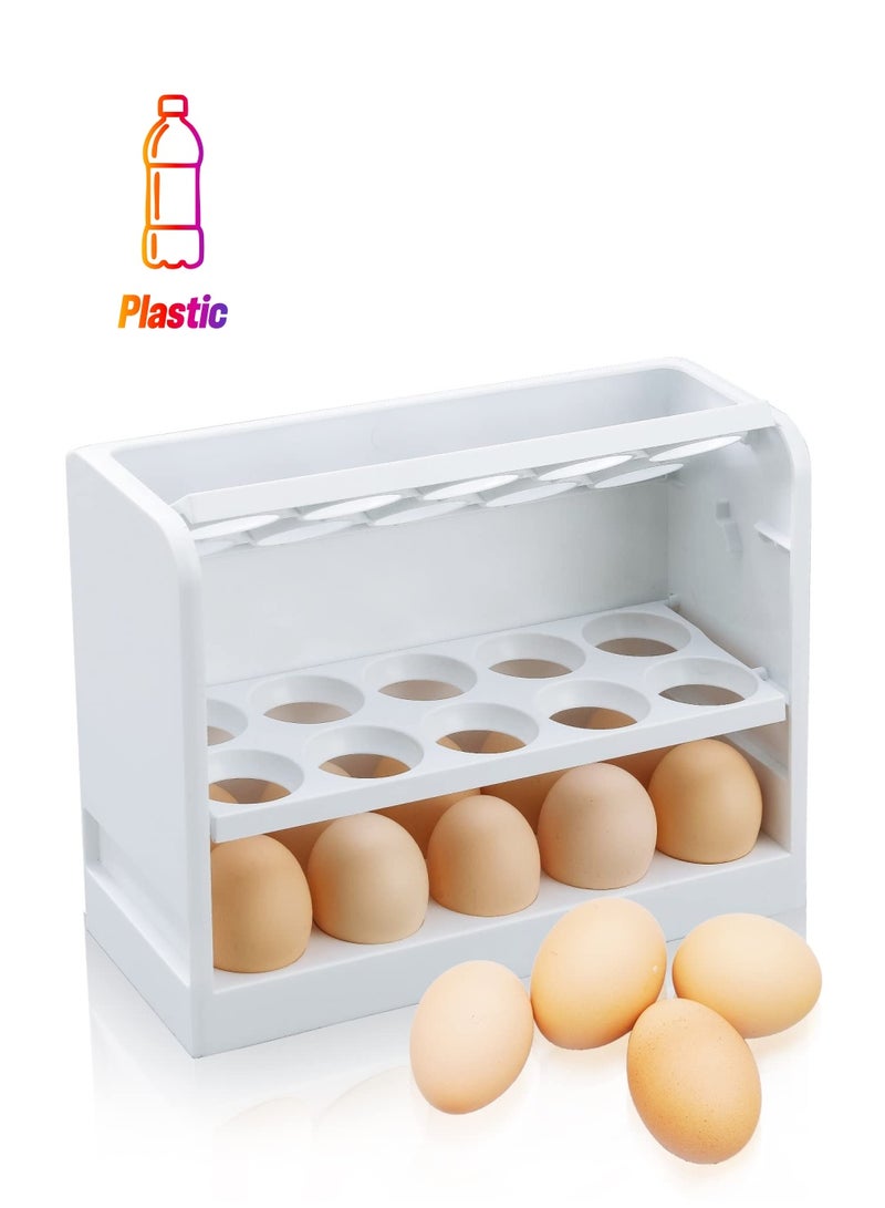 Zikra Egg Holder for Refrigerator Egg Storage Box for Fridge Egg Tray Container Plastic Egg Carton Reusable Egg Organizer for Refrigerator Door 30 Count Space Saver - Image 1