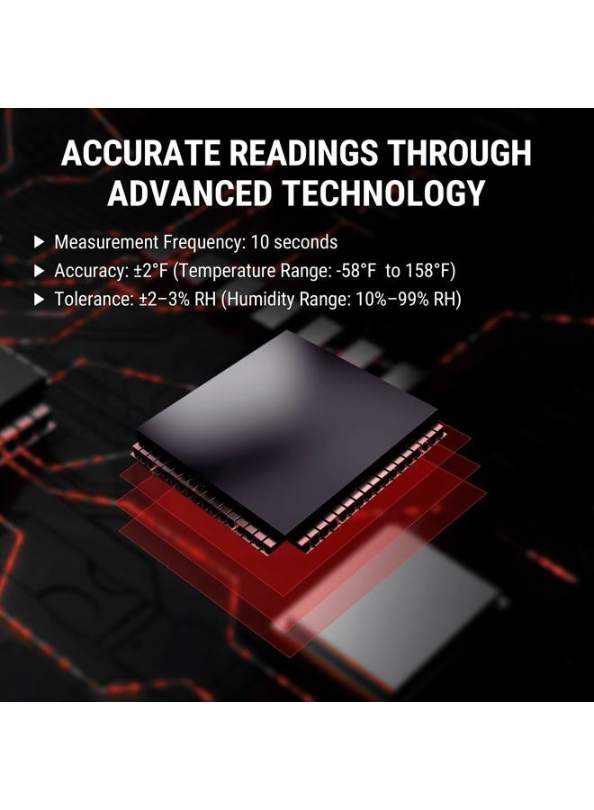 ThermoPro مؤشر رطوبة TP53 مقياس رطوبة رقمي ترمومتر داخلي لمراقبة درجة الحرارة والرطوبة مع إضاءة خلفية تعمل باللمس - Image 5