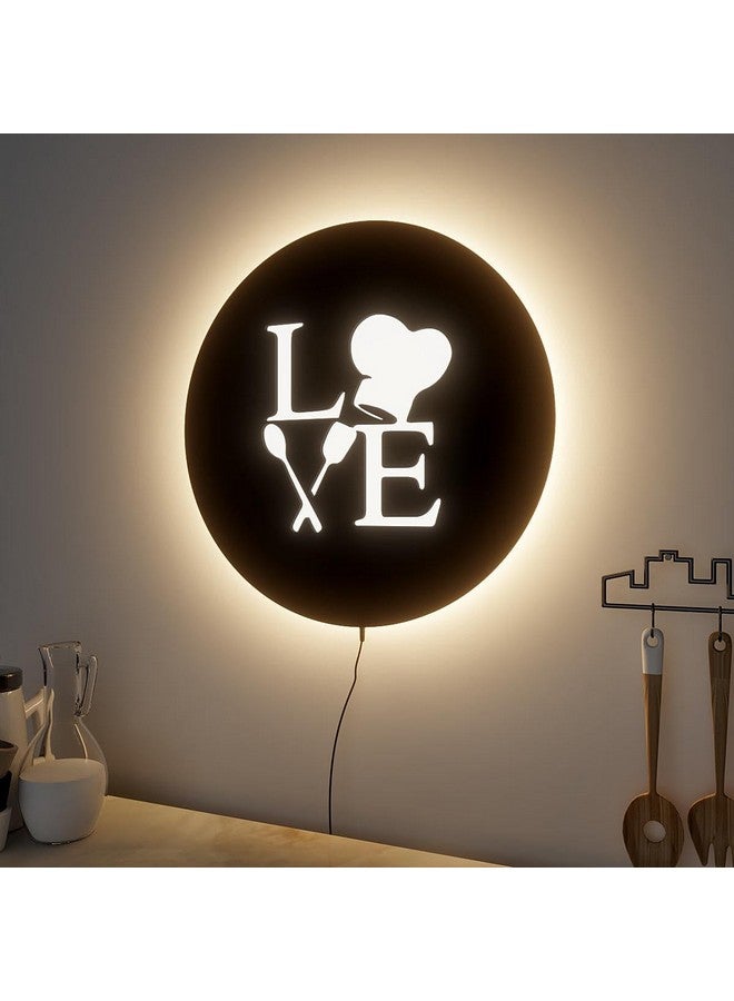 woodhang علامة حائط مزخرفة مضاءة LED بتصميم طاهٍ لمطبخك مع قبعة الطاهي والأدوات | ضوء محيطي دافئ | فن حائط مستوحى من الطهي - Image 4