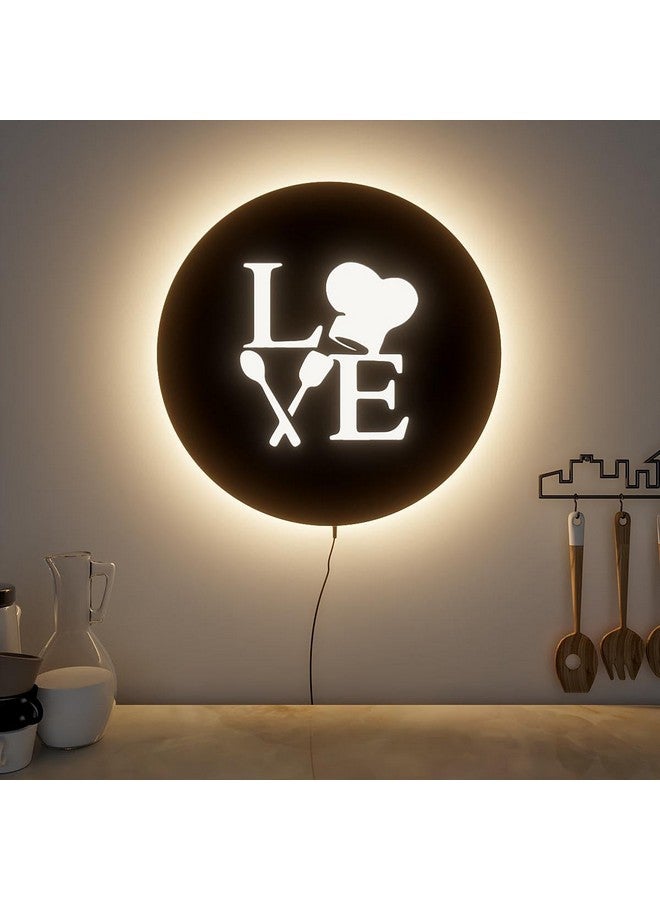 woodhang علامة حائط مزخرفة مضاءة LED بتصميم طاهٍ لمطبخك مع قبعة الطاهي والأدوات | ضوء محيطي دافئ | فن حائط مستوحى من الطهي - Image 1