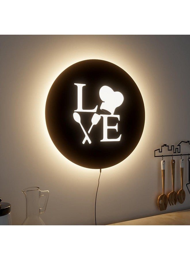 woodhang علامة حائط مزخرفة مضاءة LED بتصميم طاهٍ لمطبخك مع قبعة الطاهي والأدوات | ضوء محيطي دافئ | فن حائط مستوحى من الطهي - Image 3