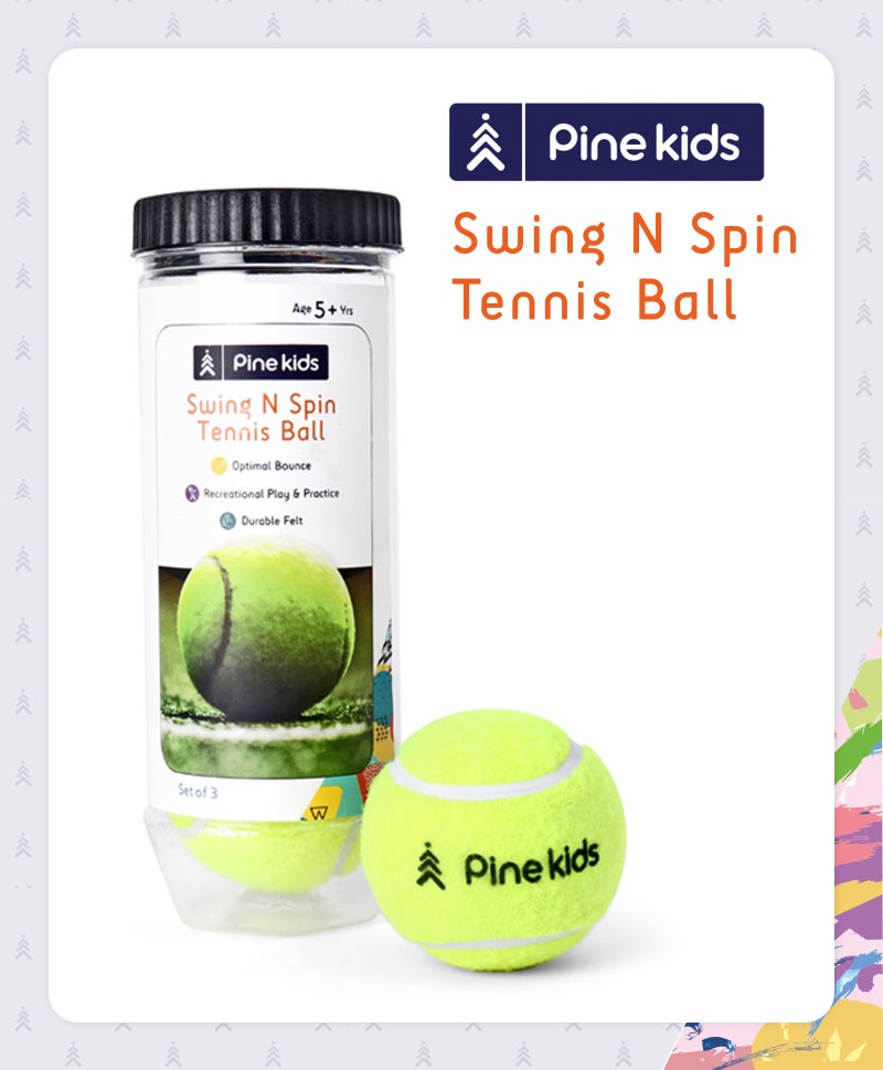 Pine Kids Tennis Balls - Durable High Bounce Rubber Latex, 21.5cm, Green, Excellent Performance Pack of 3 for Kids Age 5+ - Image 1