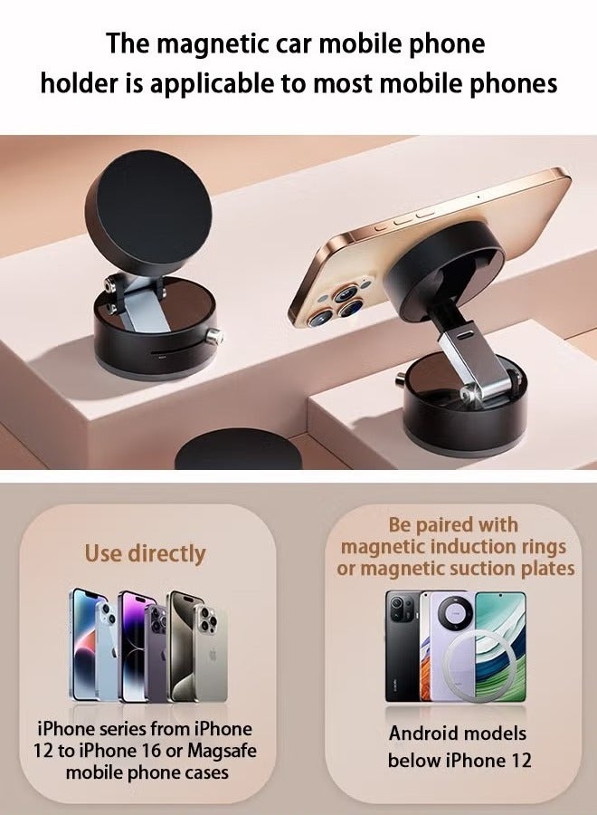 360° Rotatable Vacuum Suction Magnetic Car stand Phone Holder – Strong Grip Dashboard, Windshield & Table Mount for Magsafe iPhones, Android, Tablets – Foldable Hands-Free Design for Car, Truck, Gym, Home  - Image 3