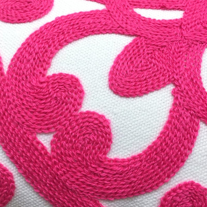 Alysheer Embroidered Lumbar Decorative Throw Pillow Cover 12"x 20", Classic Boho Mandala Embroidery Pattern Cotton Rectangular Cushion Case for Sofa Couch Living Room Bedroom(Bright Hot Pink) - Image 3