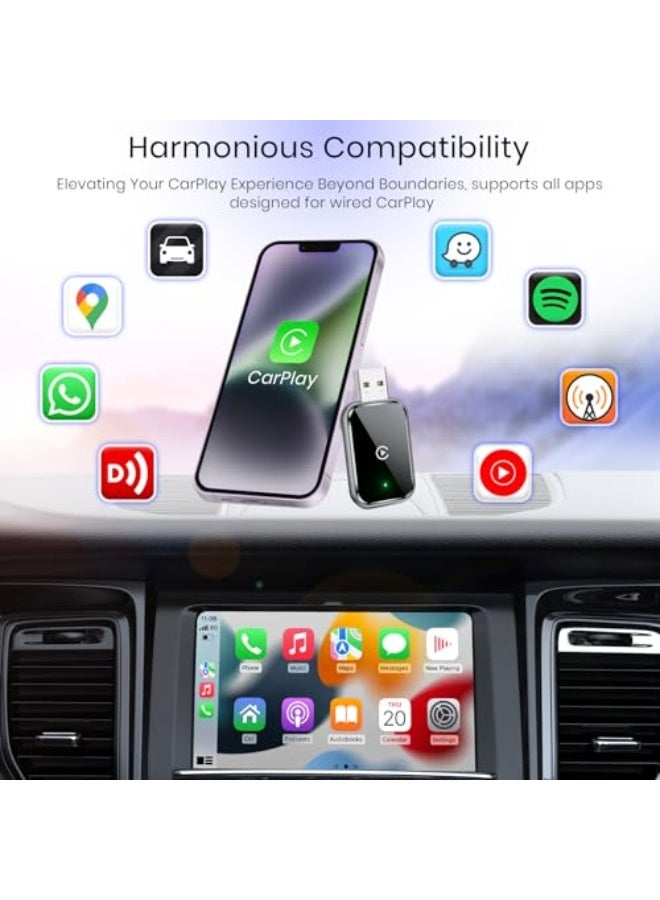 Wireless CarPlay Adapter for iPhone, Wired to Wireless Apple CarPlay Adapter, No Delay and Stable Control, Small Size with USB Type-C and Type-C Extension Cable (Black) - Image 3