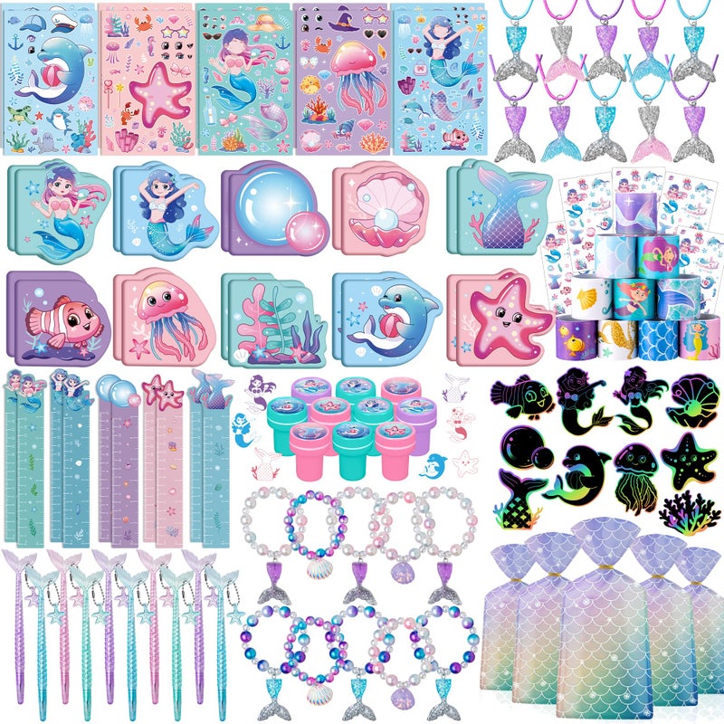 DMIGHT 110Pcs Mermaid Party Favors Including Stampers Notebooks Mermaid Party Decorations - Image 2