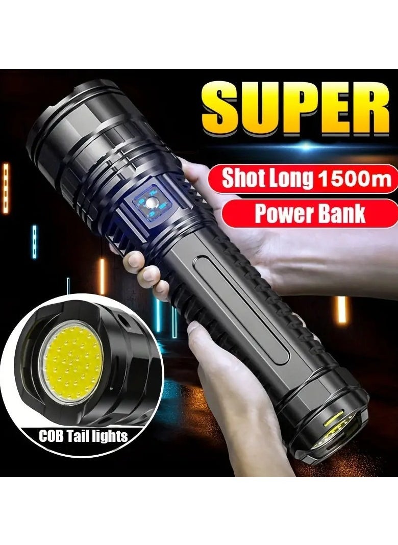 Bukela - 1PCS Powerful Led Flashlights, Flashlight Lanterns,Tactical Flash Light, Built-in 15000Mah Battery Long Range Spotlights, Torch Emergency Light With COB Light - Image 1