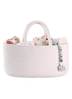 LO.BABY.VE Baby Diaper Caddy Organizer，Cotton Rope Nursery Storage Basket Portable Holder Tote Bag  - Image 1