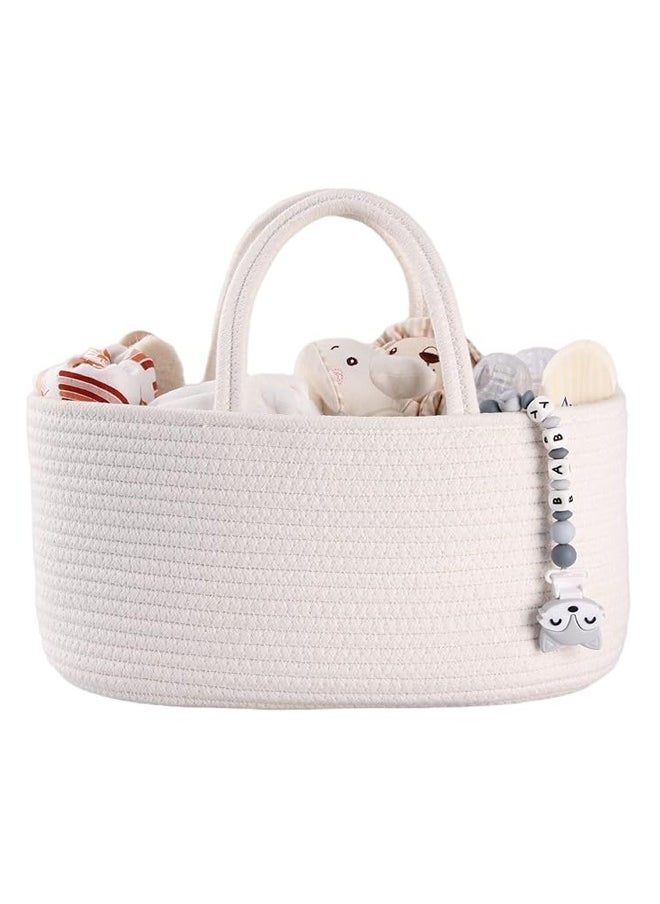 LO.BABY.VE Baby Diaper Caddy Organizer，Cotton Rope Nursery Storage Basket Portable Holder Tote Bag  - Image 1