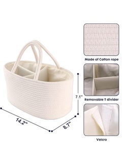 LO.BABY.VE Baby Diaper Caddy Organizer，Cotton Rope Nursery Storage Basket Portable Holder Tote Bag  - Image 2