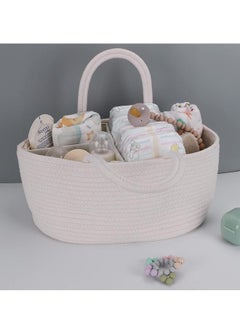 LO.BABY.VE Baby Diaper Caddy Organizer，Cotton Rope Nursery Storage Basket Portable Holder Tote Bag  - Image 3