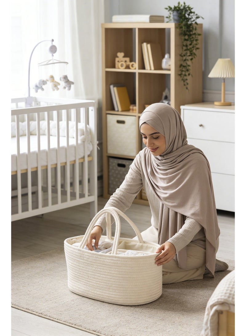 لو.بيبي.في  منظم حفاضات للأطفال محمول – سلة تخزين للرضع من حبل قطني متعددة الاستخدامات - Image 5