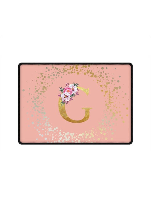 Designer Gaming Mouse Pad Anti-Skid Mousepad Large Keyboard Mouse Pad Desk Mat Custom Monogram Initial Letter Floral Pattern Alphabet - G(Rose Pink)