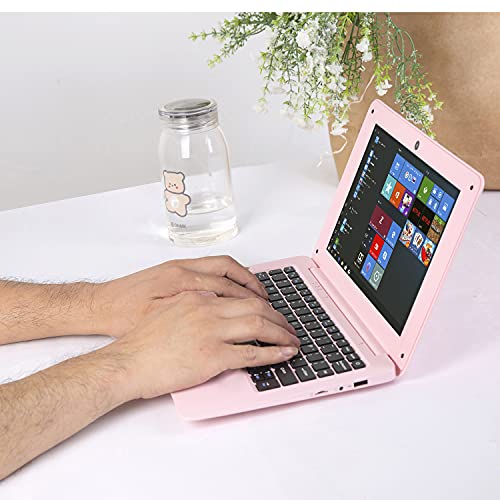 Goldengulf Windows 10 Portable Computer Laptop Mini 10.1 Inch 32GB Ultra Slim and Light Netbook Intel Quad Core PC HDMI USB Netflix YouTube for Children (Pink) - Image 3