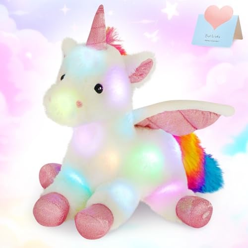 CozyWorld 165 White Light up Unicorn Stuffed Animal Glowing Soft Plush Toys Decor Birthday Christmas Childrens Day Gifts for Toddlers Boys Girls Kids - Image 1