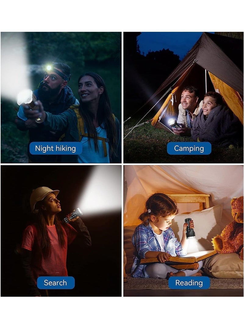 Rechargeable LED Flashlight, Solid Housing Ultra Bright Lasting Performance Waterproof Long-Range Flashlight 800mAh Capacity for Hiking，Outdoor, Cycling, Patrol, and Night Fishing，Black - Image 1