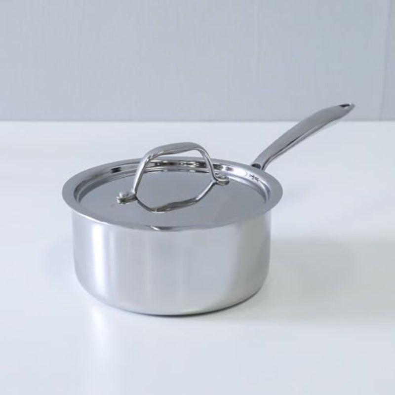 Celina Stainless Steel Saucepan With Lid 2.5Mm Stainless Steel Non-Sticky Frying Pan, Multi-Purpose Pot For Kitchen W18Xh8.7CM - Silver - Image 2