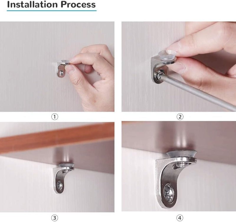 [ 10 Pcs ] Glass Shelf Support Pegs Bracket Stainless Stell Nail Panel Pallet Holder with suction cup (Curved) - Image 5