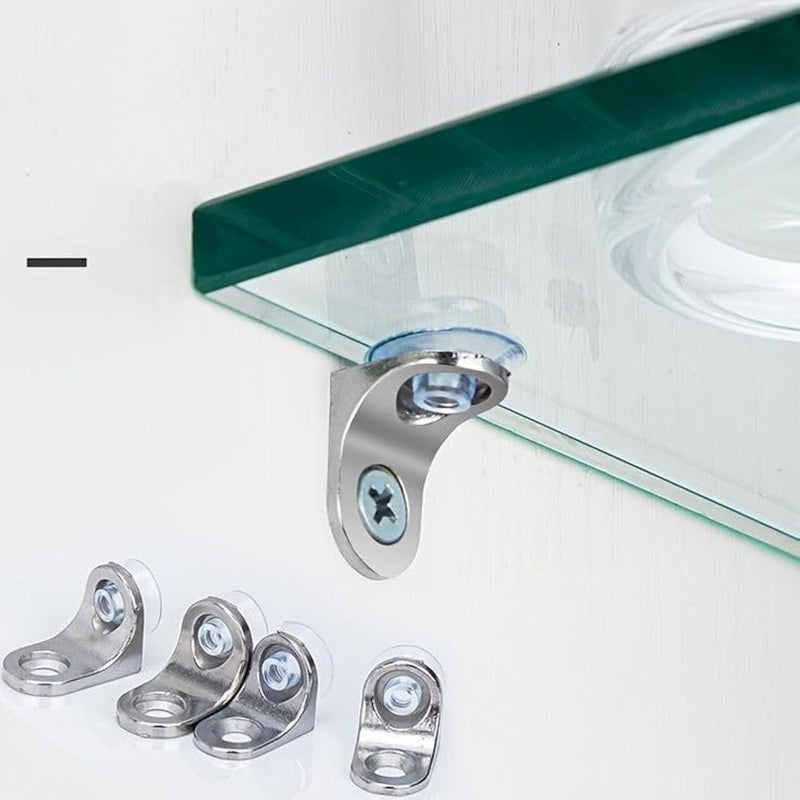 [ 10 Pcs ] Glass Shelf Support Pegs Bracket Stainless Stell Nail Panel Pallet Holder with suction cup (Curved) - Image 1