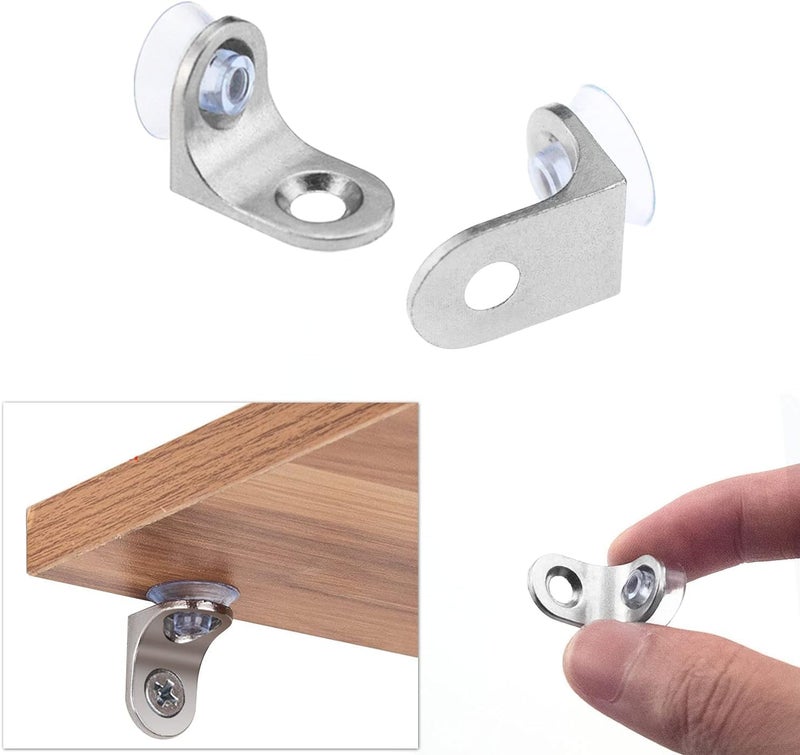 [ 10 Pcs ] Glass Shelf Support Pegs Bracket Stainless Stell Nail Panel Pallet Holder with suction cup (Curved) - Image 2
