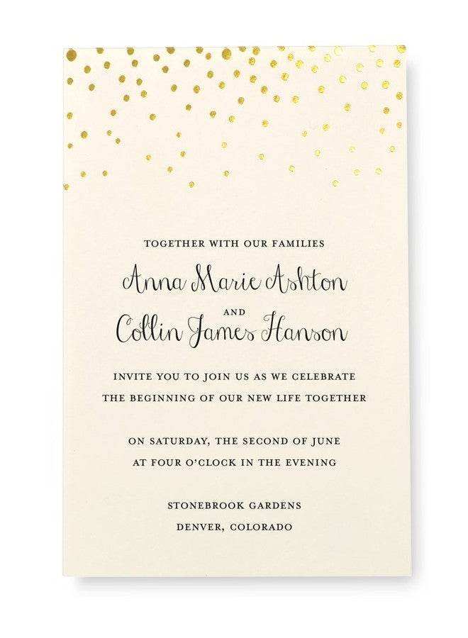 Gartner Studios Gold Foil Dots Print-at-Home Wedding Invitation Kit, Ivory, 5” x 7”, Set of 25 - Image 2