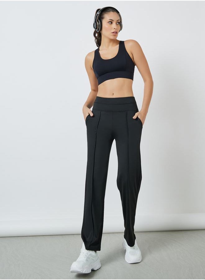 Styli Self Fabric Binding Detail Straight Leg Pants  - Image 1