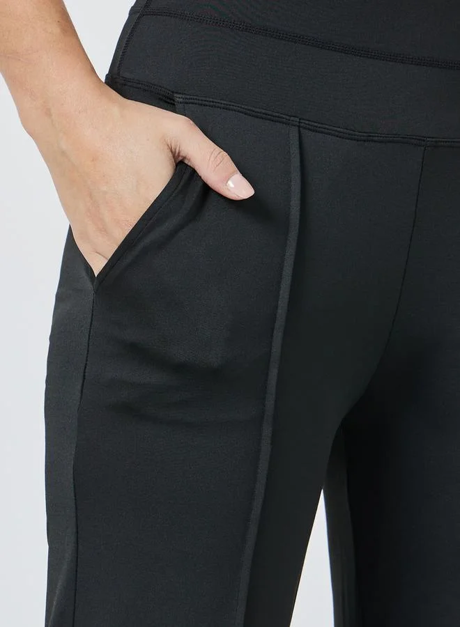 Styli Self Fabric Binding Detail Straight Leg Pants