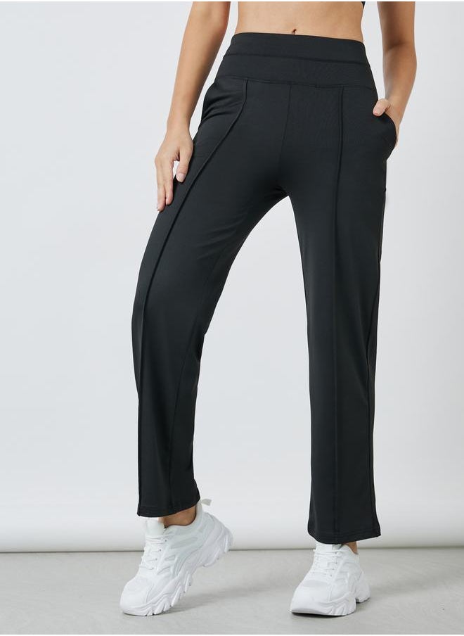 Styli Self Fabric Binding Detail Straight Leg Pants  - Image 2