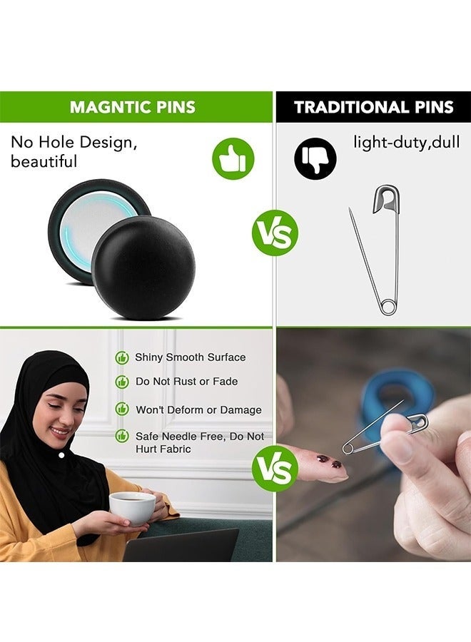 Strong Magnetic Hijab Pins, 4 Pack Powerful Multi-Use Pinless Hijab Magnets, Colorful No-Snag Scarf Brooch Clasp for Clothes, Dresses & Scarves (Matte) - Image 3