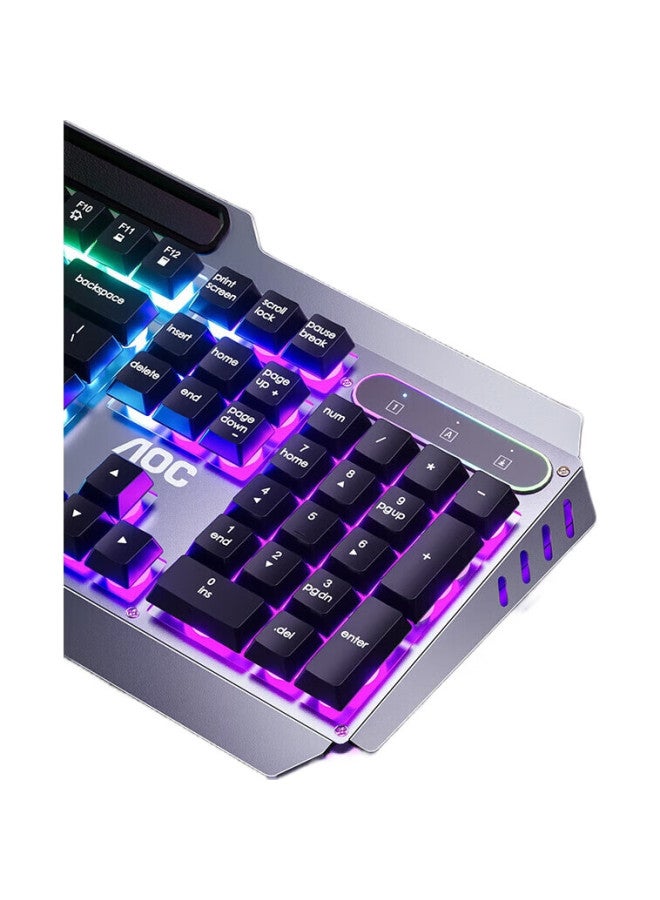Aockb122 Wired Keyboard, True Mechanical Feel, Backlit Lighting Effects, Gaming Keyboard, Compatible With Computers And Laptops, Black With Mixed Lighting - Image 3