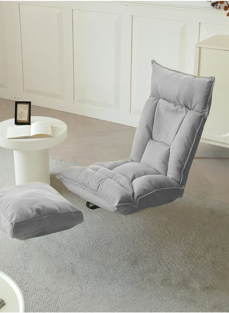 Lazy  Sofa, Folding Floor Chair with Backrest Lounge Sofa with Pillow,  Multi Angle Adjustable Positions Upholstered Sleeper, Sofa For Balcony Bedroom With Pillow Single Sofa (Light Gray)