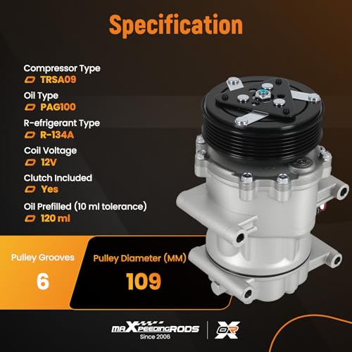 maXpeedingrods ماكس بيدينغ رودز ضاغط تكييف الهواء مع القابض لهوندا سيفيك 2002 2003 2004 2005 L4 1.7L - Image 2