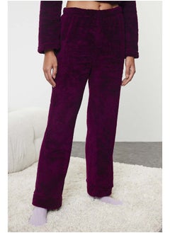 trendyol Wellsoft Winter Knitted Pajamas Set with Plum Slogan and Heart Thmaw25Pt00028  - Image 4