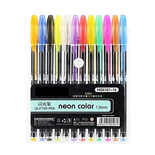 SCHUBERT 1book A5 Size 20 Pages 140 GSM Black Paper Drawing Pad Sketching Book with Hardback for Artists & 12pc Colorful Neon Glitter Gel Ink Pen Set - Image 3