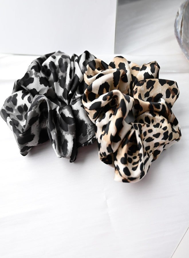 Prettyou Pack of 3， Hair Scrunchies for Women - Vintage Leopard Print Scrunchies, Hair Accessories, Ponytail Elastic Headband - Image 4