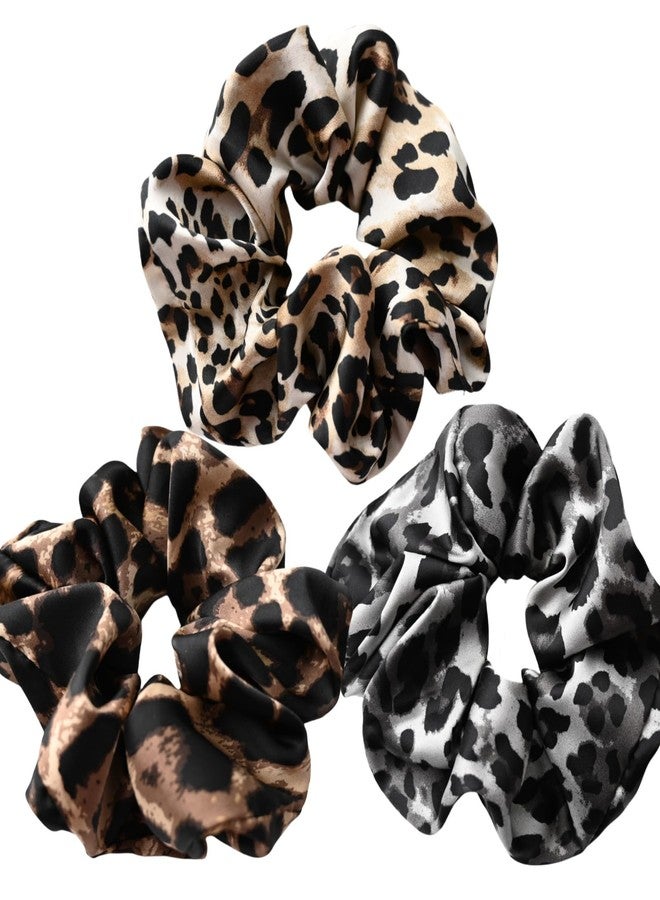 Prettyou Pack of 3， Hair Scrunchies for Women - Vintage Leopard Print Scrunchies, Hair Accessories, Ponytail Elastic Headband - Image 1