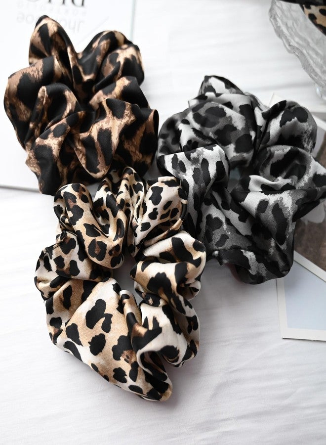 Prettyou Pack of 3， Hair Scrunchies for Women - Vintage Leopard Print Scrunchies, Hair Accessories, Ponytail Elastic Headband - Image 5