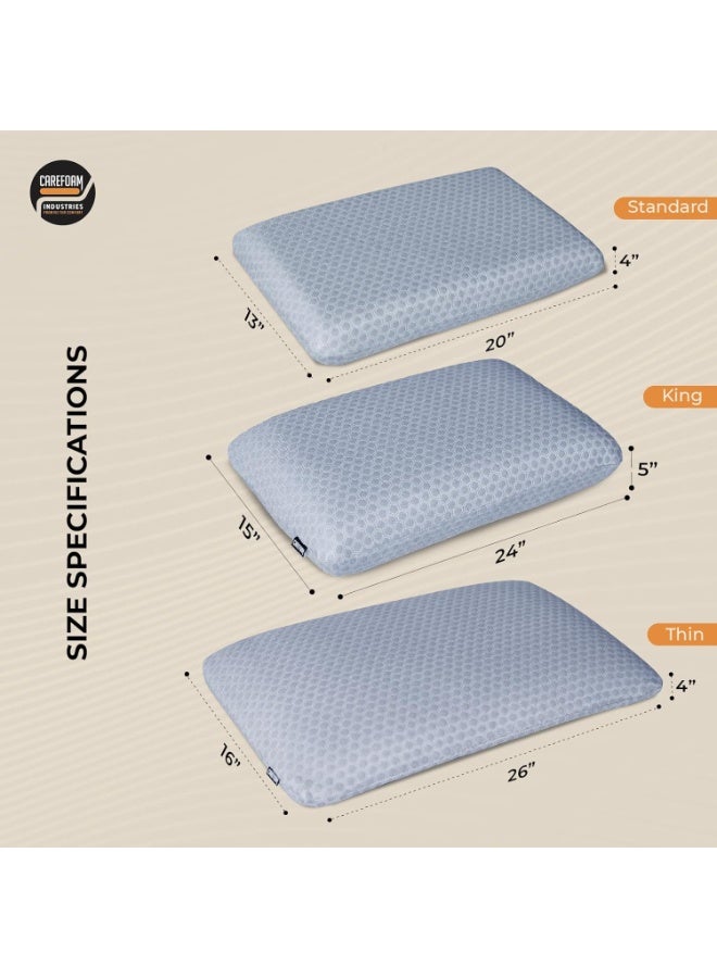 Carefoam Orthopedic Memory Foam Pillow for Neck & Shoulder Pain Relief High-Density Memory Foam with Slow Rebound Grey Jacquard Cover 24 x 16 x 4 in, Pack of 1 - Image 5