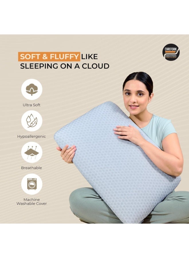 Carefoam Orthopedic Memory Foam Pillow for Neck & Shoulder Pain Relief High-Density Memory Foam with Slow Rebound Grey Jacquard Cover 24 x 16 x 4 in, Pack of 1 - Image 3