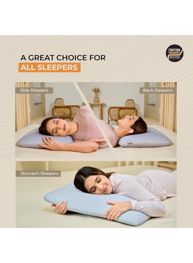 Carefoam Orthopedic Memory Foam Pillow for Neck & Shoulder Pain Relief High-Density Memory Foam with Slow Rebound Grey Jacquard Cover 24 x 16 x 4 in, Pack of 1 - Image 4