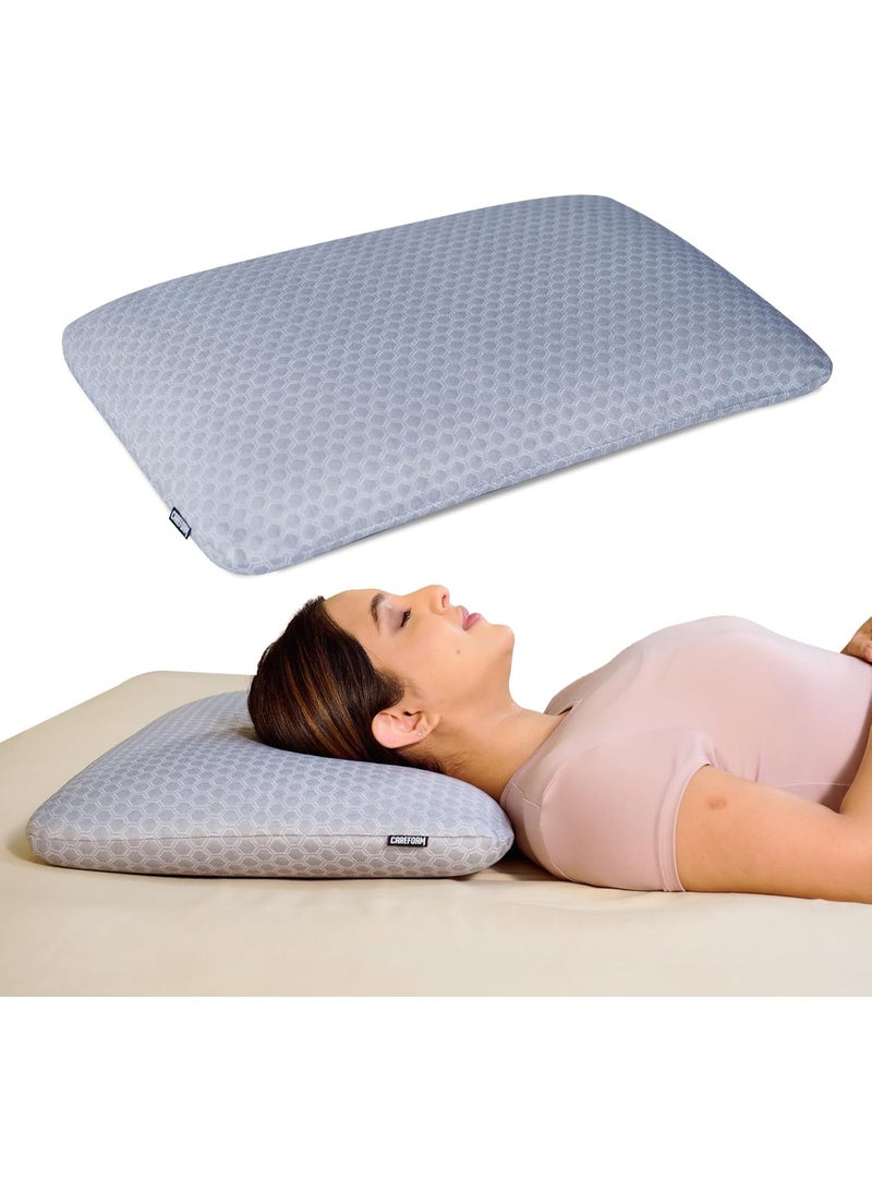 Carefoam Orthopedic Memory Foam Pillow for Neck & Shoulder Pain Relief High-Density Memory Foam with Slow Rebound Grey Jacquard Cover 24 x 16 x 4 in, Pack of 1 - Image 2