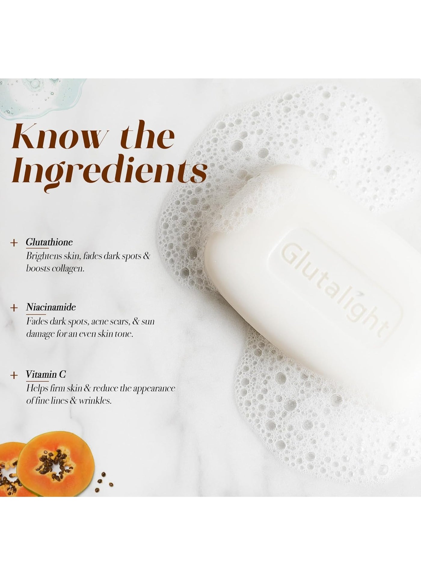 Glutalight Glutalight Soap | Glutathione | Fades Dark Spots & Hyperpigmentation | Tan Removal Soap For Women & Men | Bathing Soap | Helps Control Excess Oil