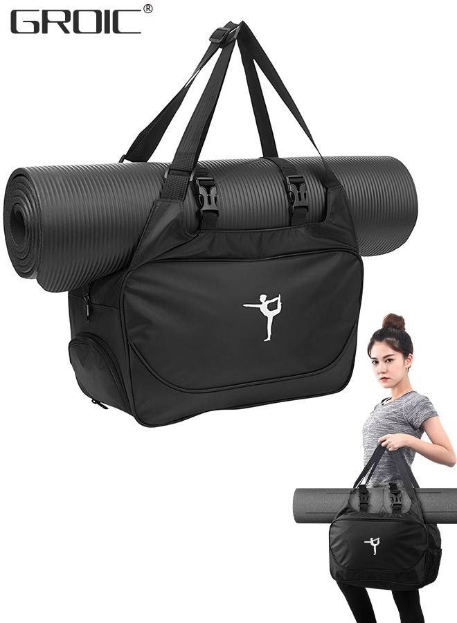 GROIC Yoga Mat Tote Bag, Yoga Canvas Workout Bag with Yoga Mat Carrier Binding Rope,Canvas Yoga Bag,Gym Bag with Yoga Mat Holder  - Image 1