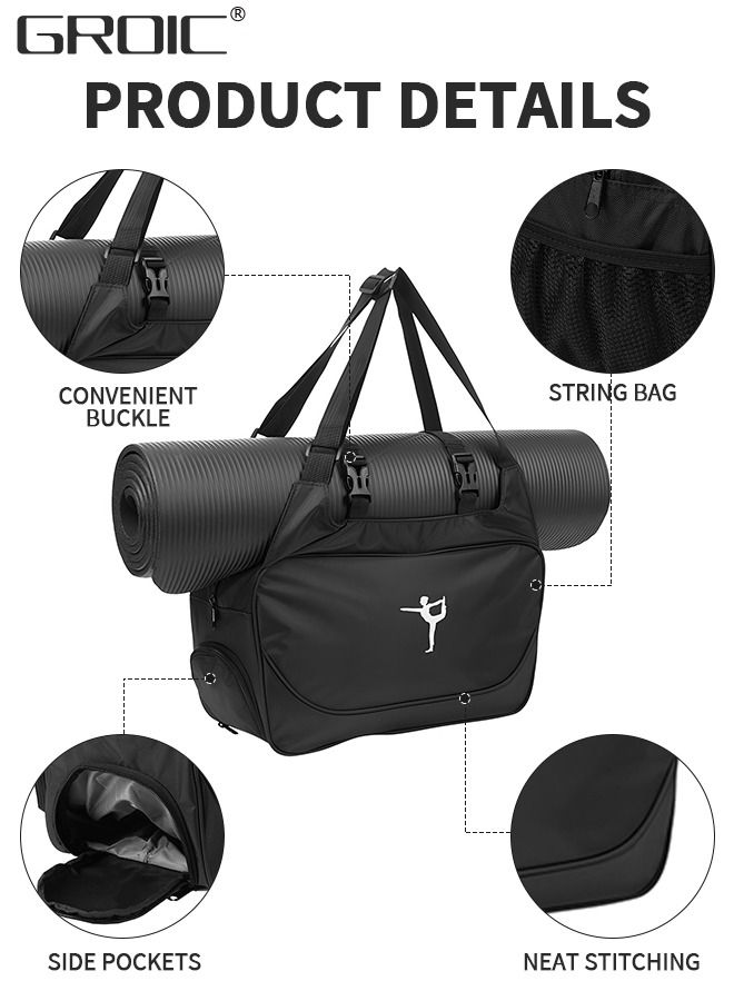 GROIC Yoga Mat Tote Bag, Yoga Canvas Workout Bag with Yoga Mat Carrier Binding Rope,Canvas Yoga Bag,Gym Bag with Yoga Mat Holder  - Image 2