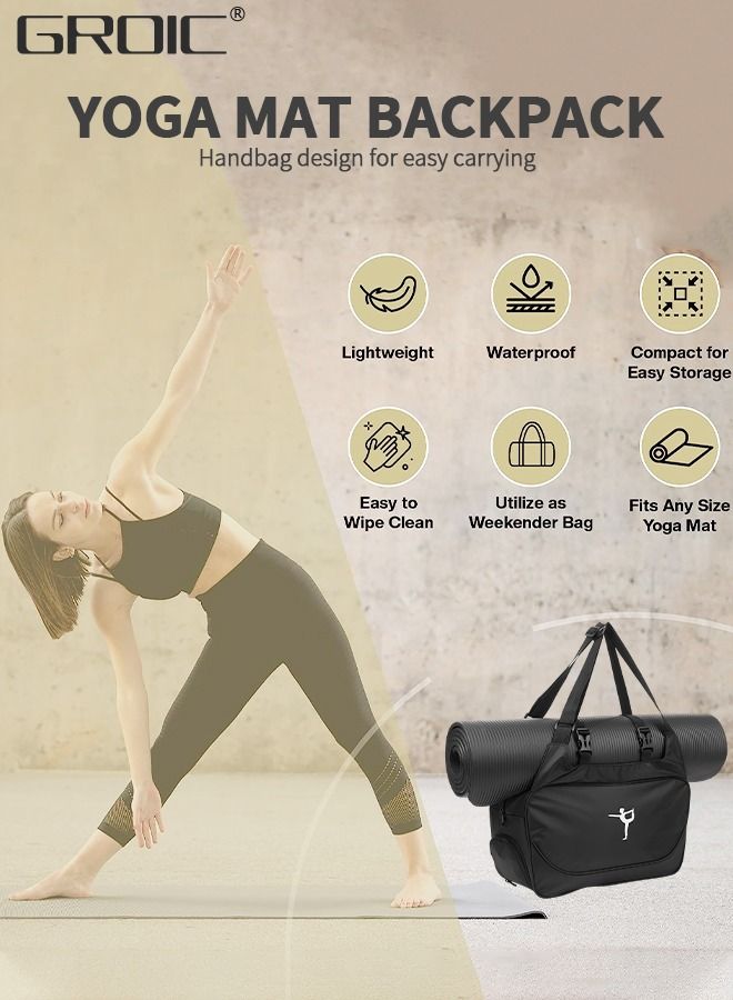 GROIC Yoga Mat Tote Bag, Yoga Canvas Workout Bag with Yoga Mat Carrier Binding Rope,Canvas Yoga Bag,Gym Bag with Yoga Mat Holder  - Image 3