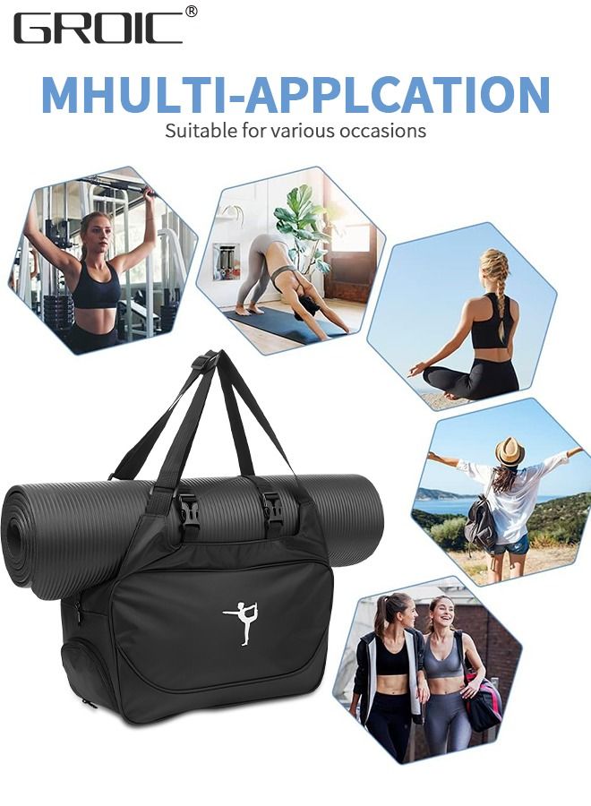 GROIC Yoga Mat Tote Bag, Yoga Canvas Workout Bag with Yoga Mat Carrier Binding Rope,Canvas Yoga Bag,Gym Bag with Yoga Mat Holder  - Image 5