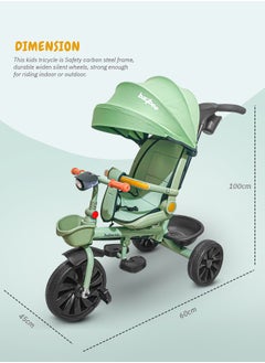 Baybee Hike 3 in 1 Baby Tricycle for Kids, Baby Kids Cycle with Parental Push Handle, Canopy, Rotatable Seat, Light, Safety Bar & Belt | Kids Tricycle Cycle for Kids 1.5 to 5 Years Boys Girls Green - pzsku/Z538D1EC08F7752F5609CZ/45/_/1714202326/fd8db40f-532d-4a43-b439-c525a4064ae3