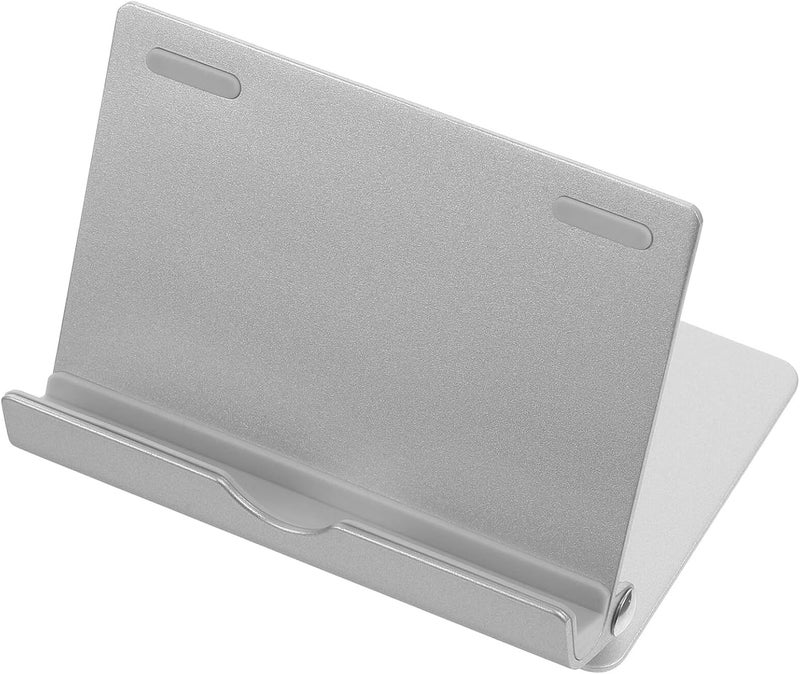 Zerodeko Universal Aluminum Alloy Foldable Phone and Tablet Stand 360° Rotatable Desktop Holder for Bed and Office Use Silver - Image 1